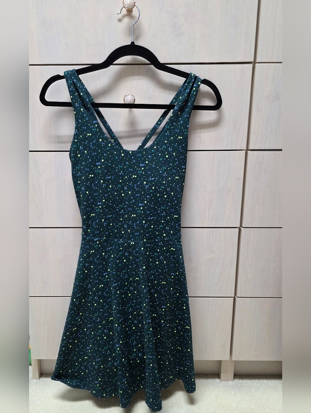 Fabletics Teal Speckled Fit-and-Flare Midi Dress